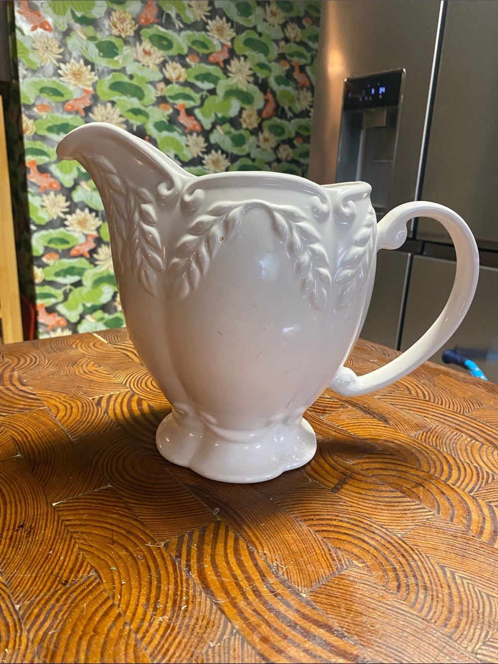 Vintage Pfaltzgraff Country Cupboard White 8.5" Pitcher USA Farmhouse